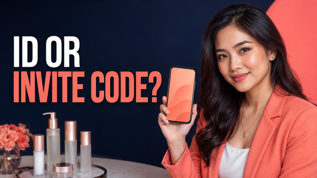 AI-created beauty illustration with unbranded cosmetics: ID OR INVITE CODE?